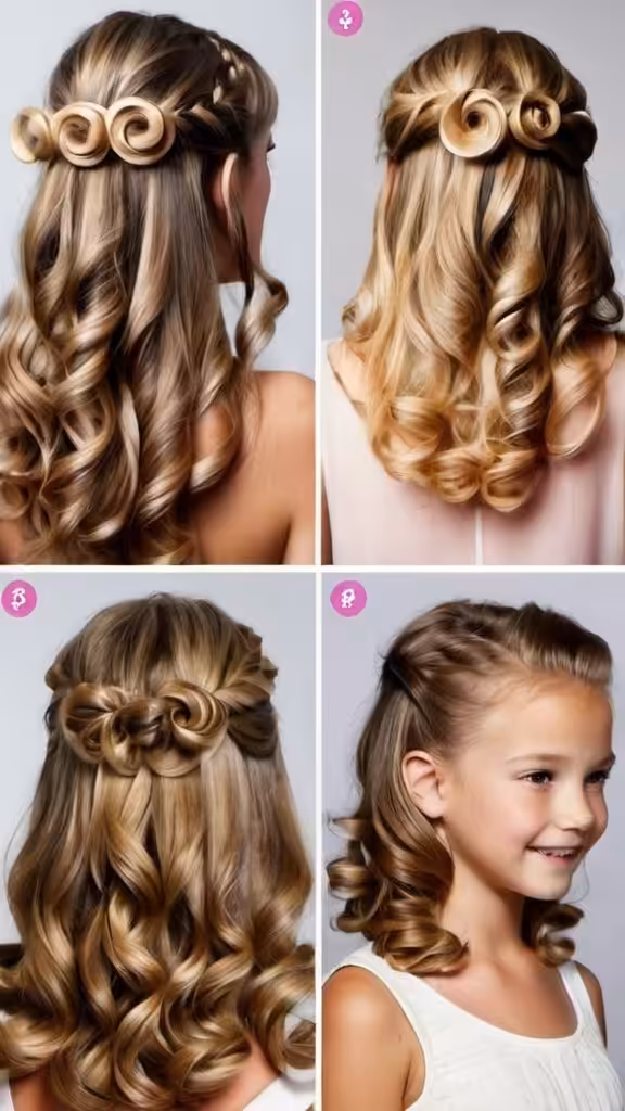Pinned Back Curls Short Hairstyles for Girls of All Ages