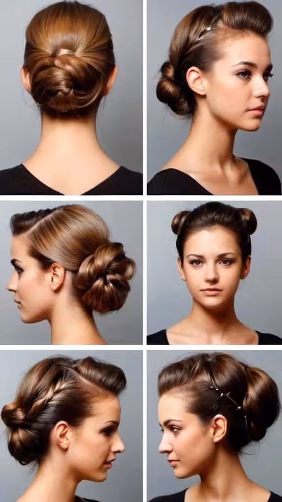 Pinned Back Long Hairstyles for Women with Round Faces