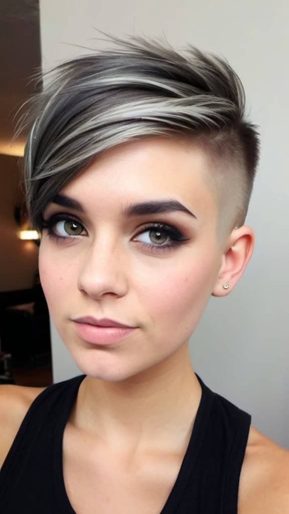 Pixie with Shaved Side Lines women undercut hairstyle