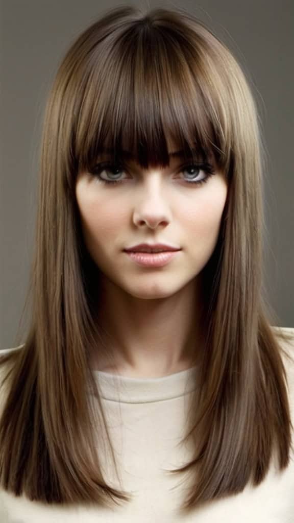 Point Cut and Blunt Bangs Hairstyles for Long Straight Hair