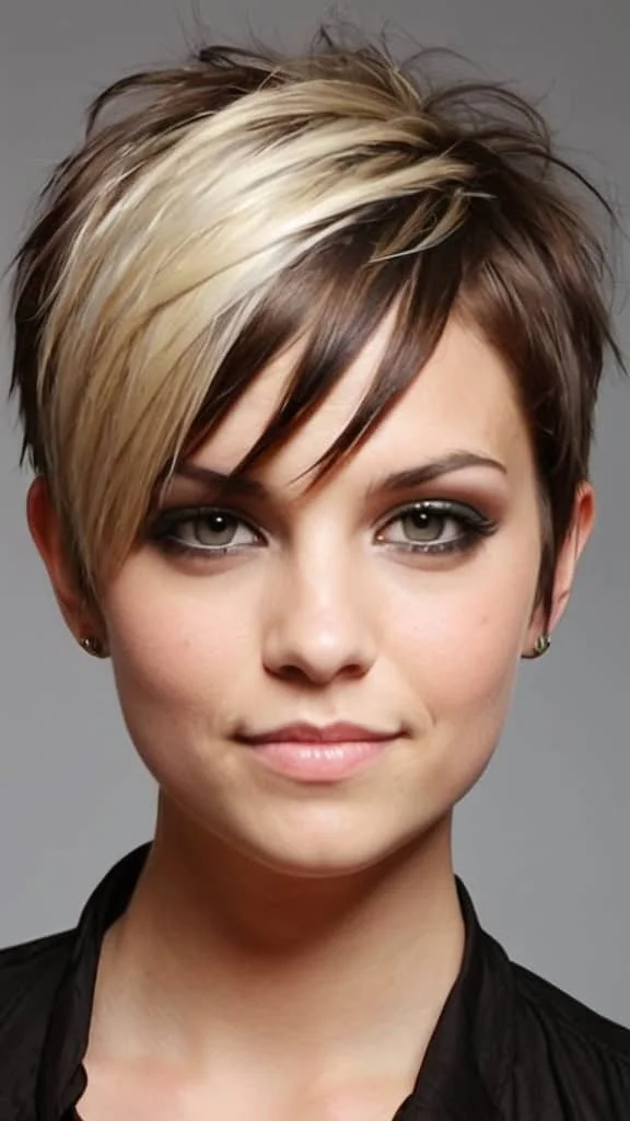 Razor Cut Pixie with Long Bangs Hairstyles for women over 70