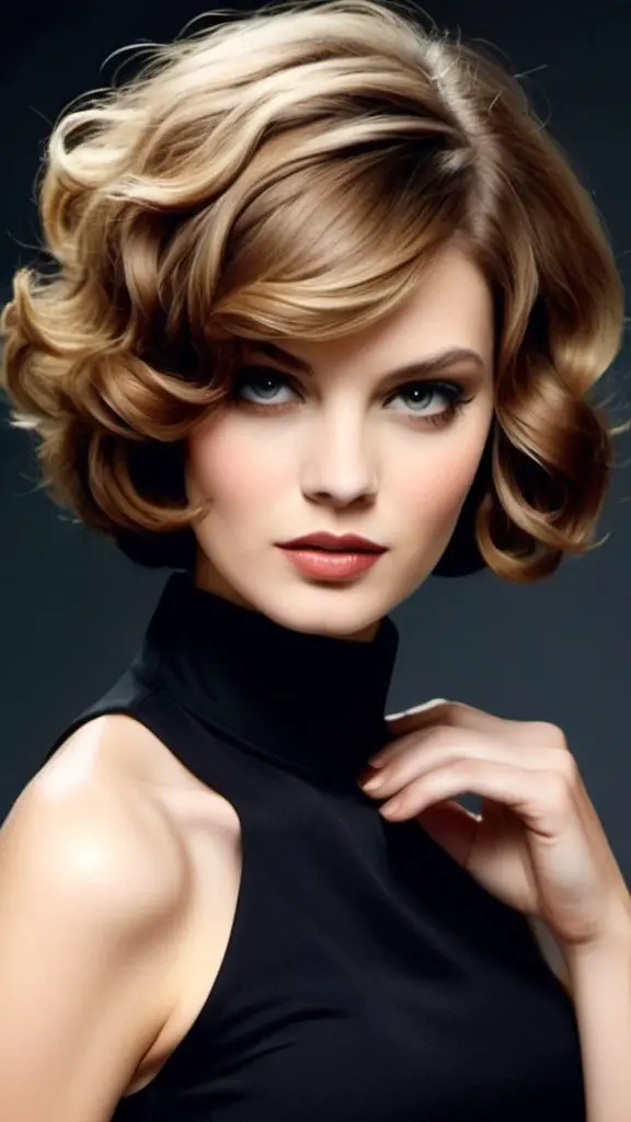 Retro Bob with Voluminous Curls Short Haircuts for Thick Hair