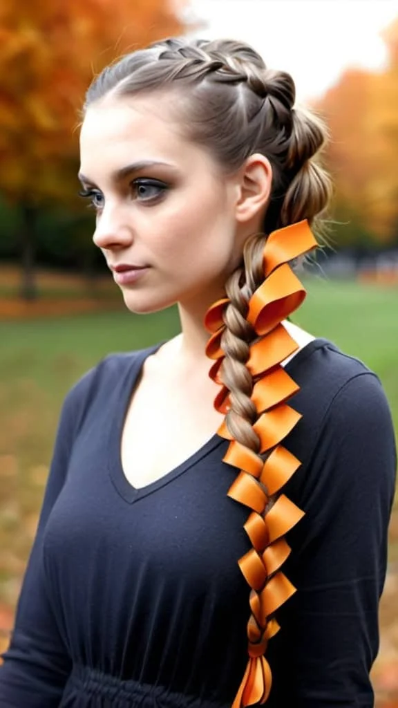 Ribbon Side Braids Fall Hairstyles for the Autumn