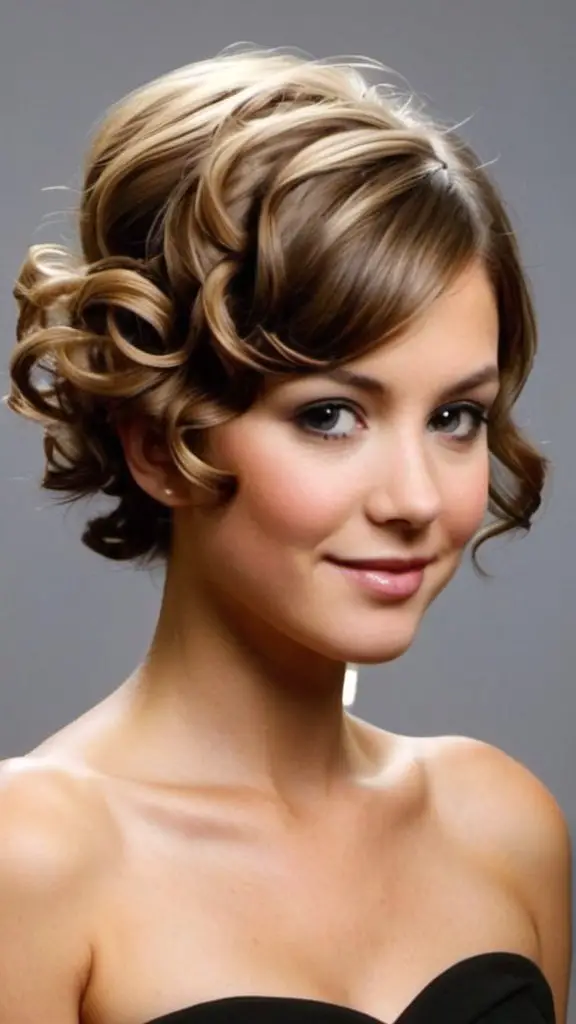 Romantic Curled Updo Short Haircuts for Thick Hair