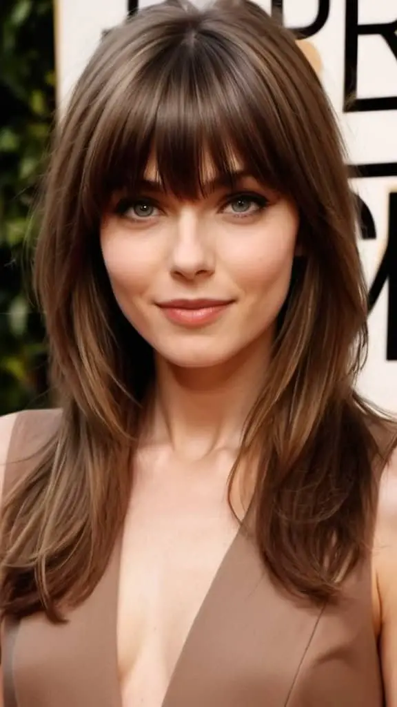 Romantic Layered Haircut with Bangs Long Brown Hairstyles