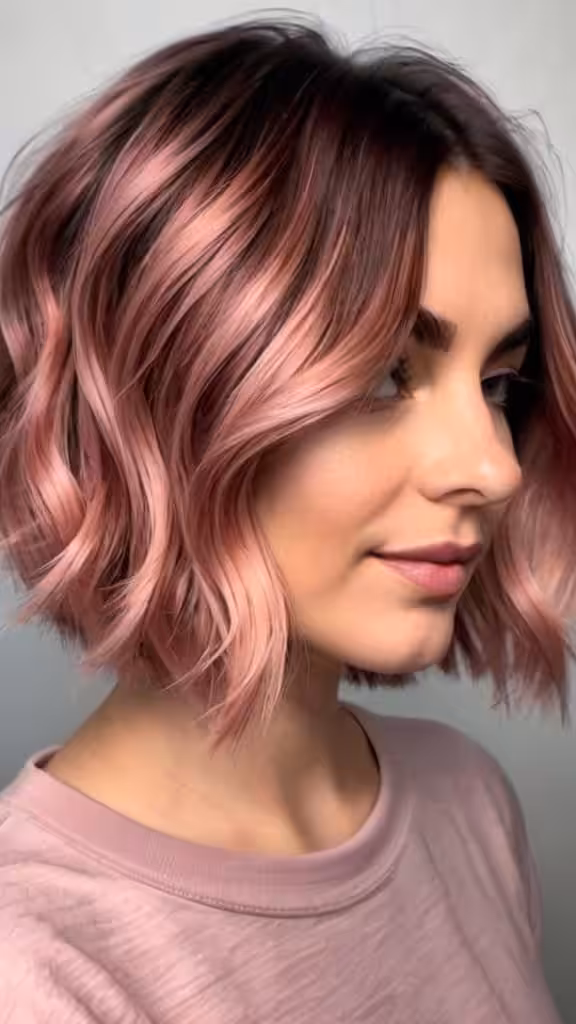 Rose-y Balayage Bob Balayage Short Hair Looks