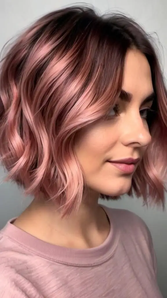 Rose-y Balayage Bob Balayage Short Hair Looks