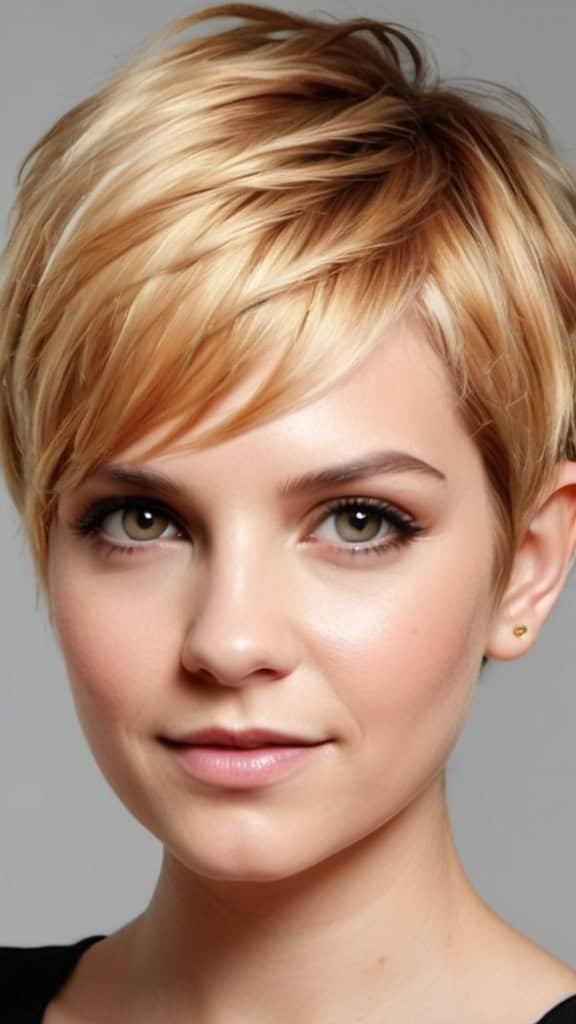 Rosy Gold Pixie with Layers Short Blonde Hairstyles