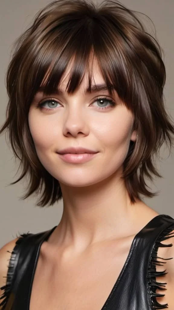 Shag With Sweeping Fringe Long Shag Haircuts