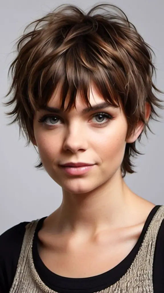 Shaggy Pixie with Curtain Fringe Short Shag Hairstyles