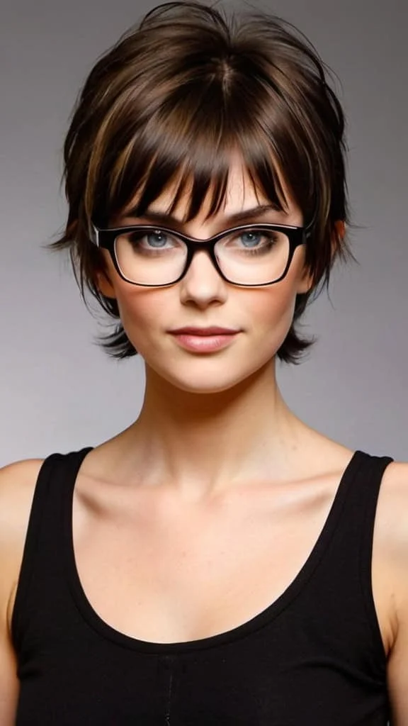 Short Shag with Bangs Short Hairstyles For Women With Glasses