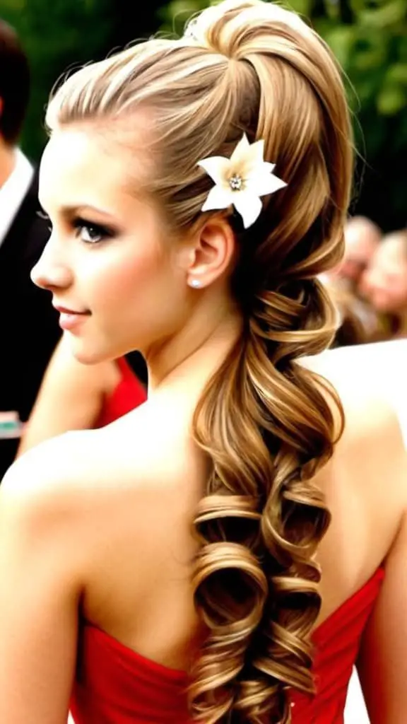 Side Pony Prom Hairstyles for Long Hair