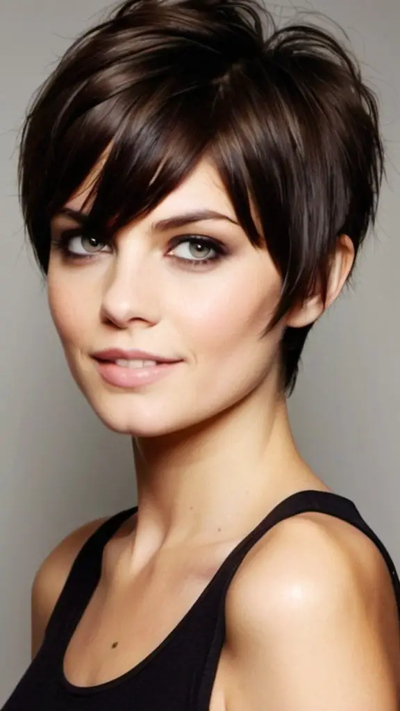 Side Swept Banged Tousled Pixie Short Haircuts for Thick Hair