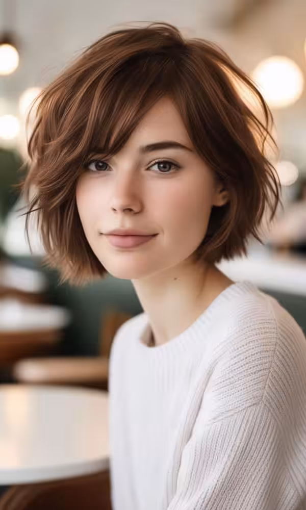 Side Swept Lob Short Layered Hairstyles