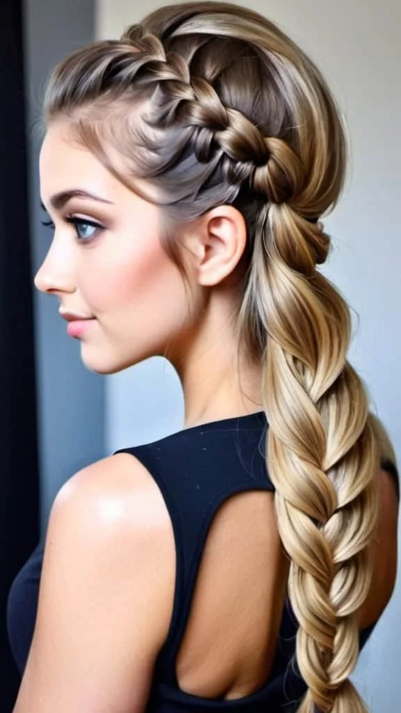 Side Waterfall Braid Half Up Half Down Hairstyles for Short Hair