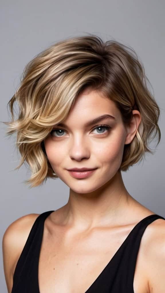 Side-swept Bob Short Wavy Hairstyles