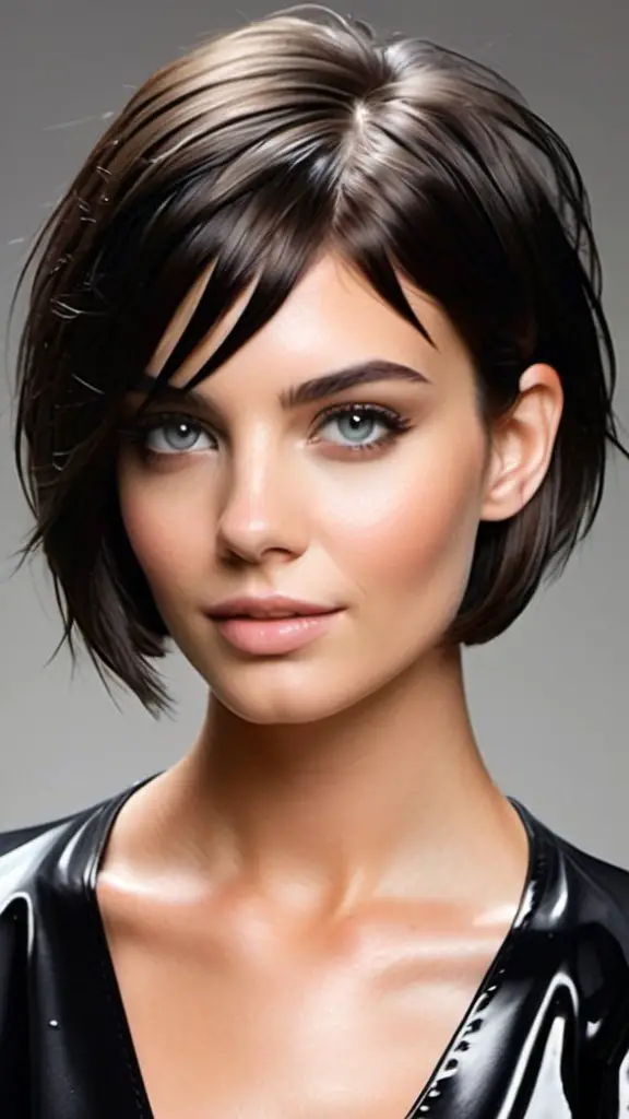 Sleek Wet Look Bob Short Haircuts for Thick Hair
