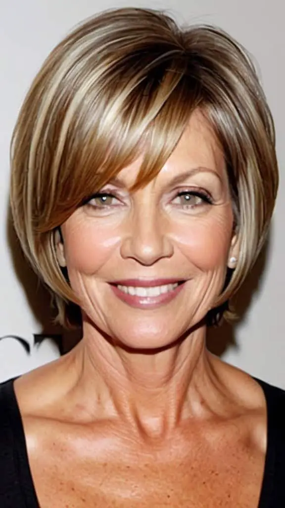 Slick flicked-out Bob Simple Short Hairstyles for Women over 50