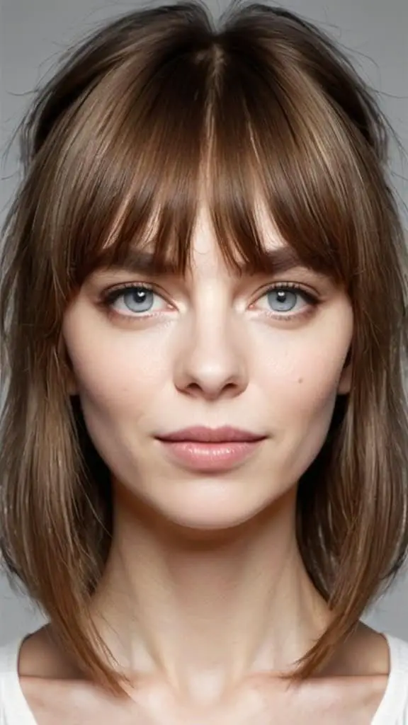 Soft Eye-Grazing Bangs Hairstyles for Long Thin Hair