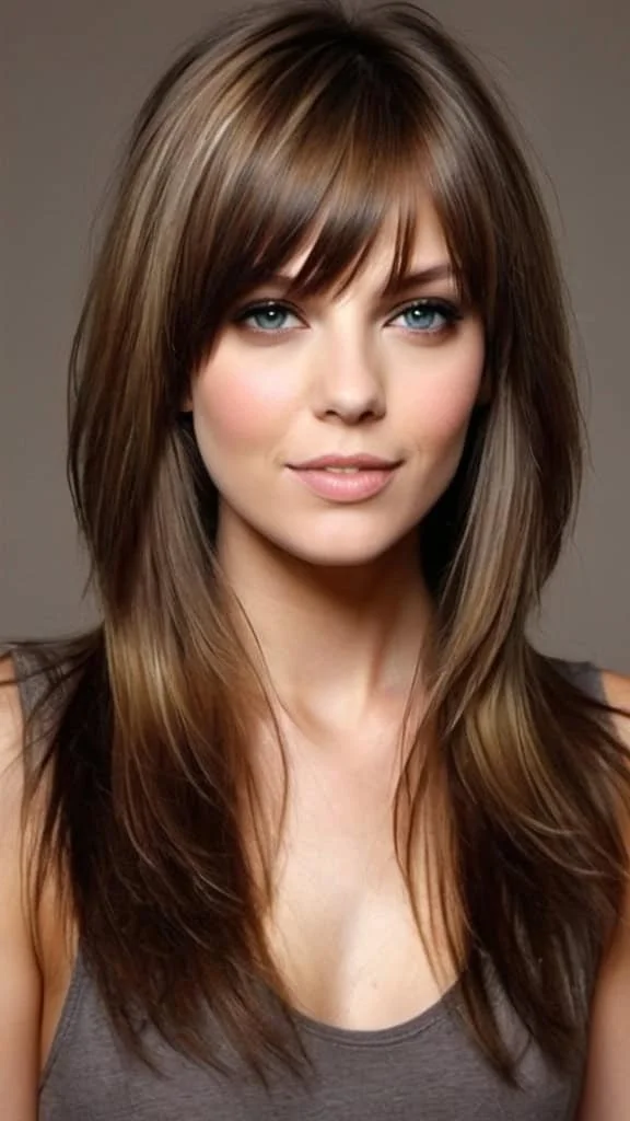 Sophisticated Layers with Long Side Bangs Long Layered Haircuts with Bangs