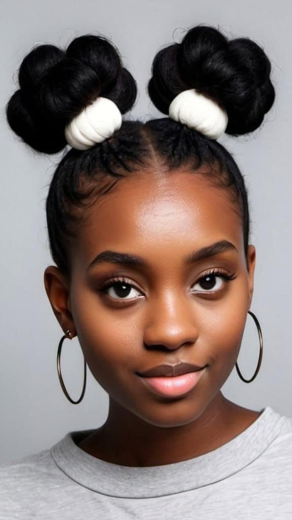 Space Buns Natural Hairstyles for Short Hair