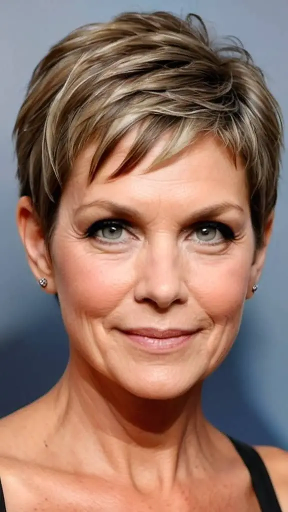 Swept Back Pixie Cut Simple Short Hairstyles for Women over 50