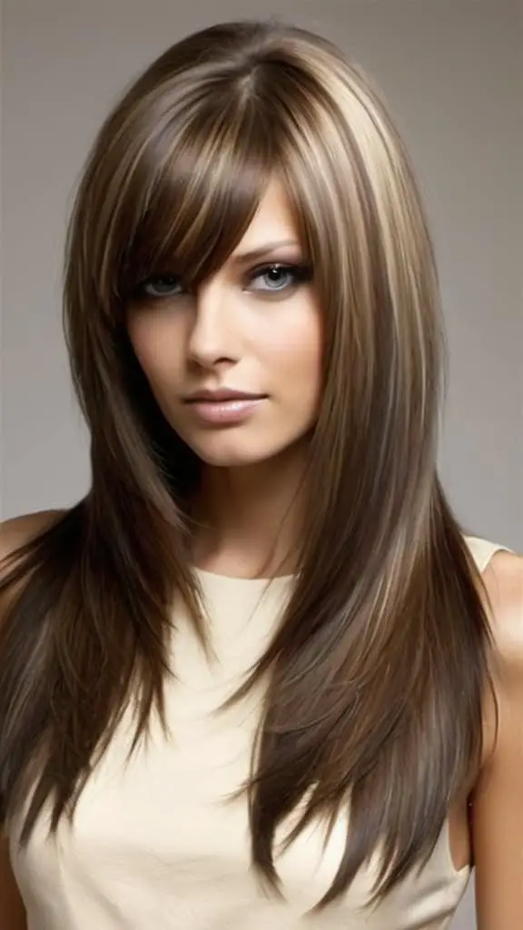 Swooped Feathered Layers Hairstyles for Long Straight Hair