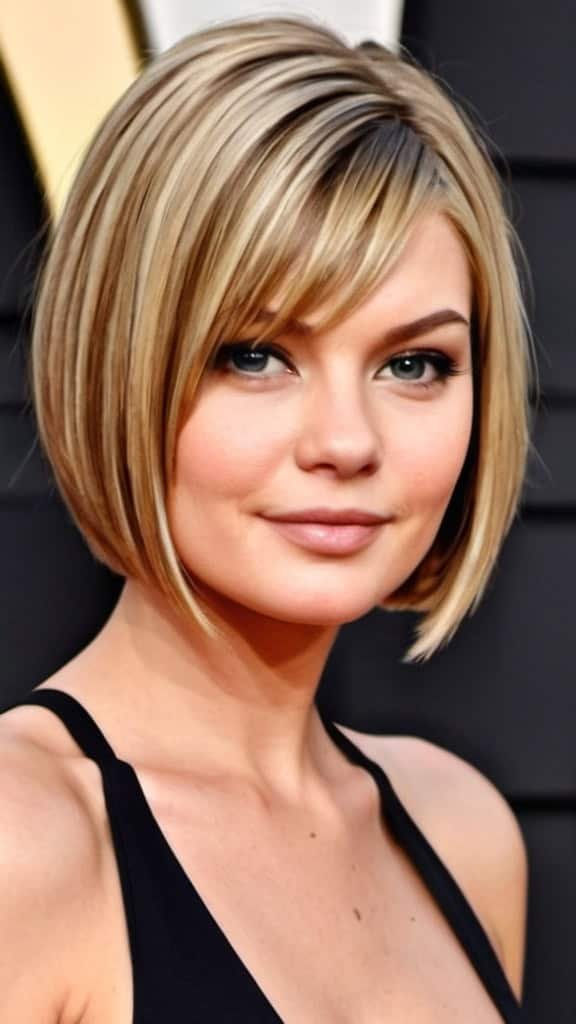 Tapered Straight Bob Short Hairstyles for Round Faces