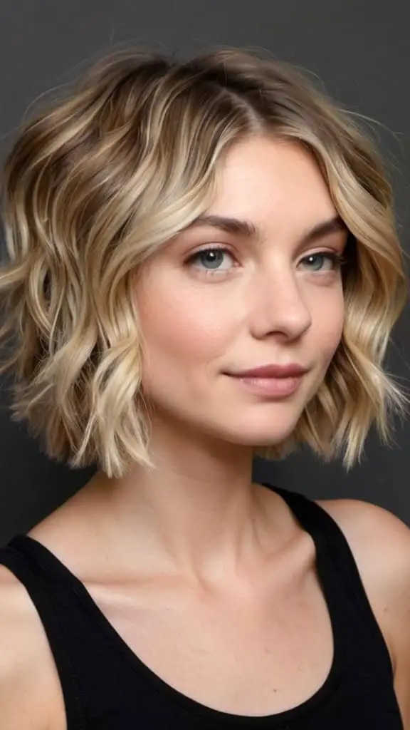 Textured Lob Short Wavy Hairstyles