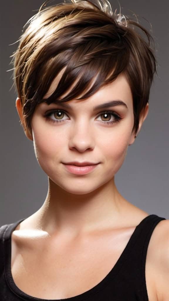 Textured Pixie with Side Bangs Short Hairstyles for Round Faces