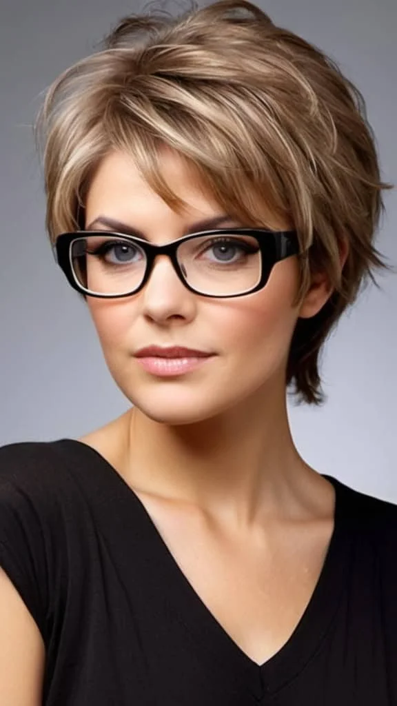 Textured Wedge with Volume Short Hairstyles For Women With Glasses