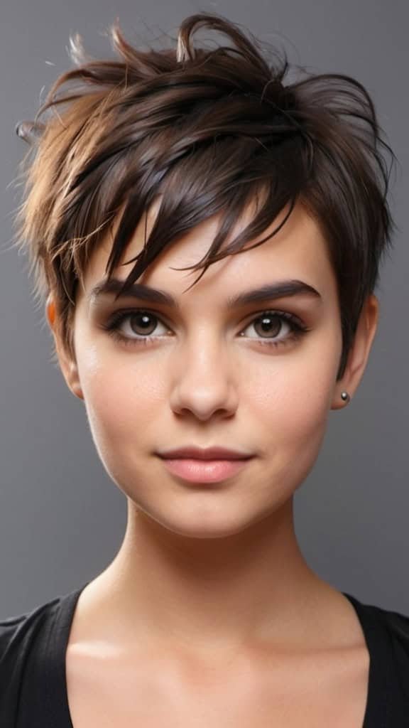 Textured and Messy Pixie Cut Short Hairstyles for Round Faces