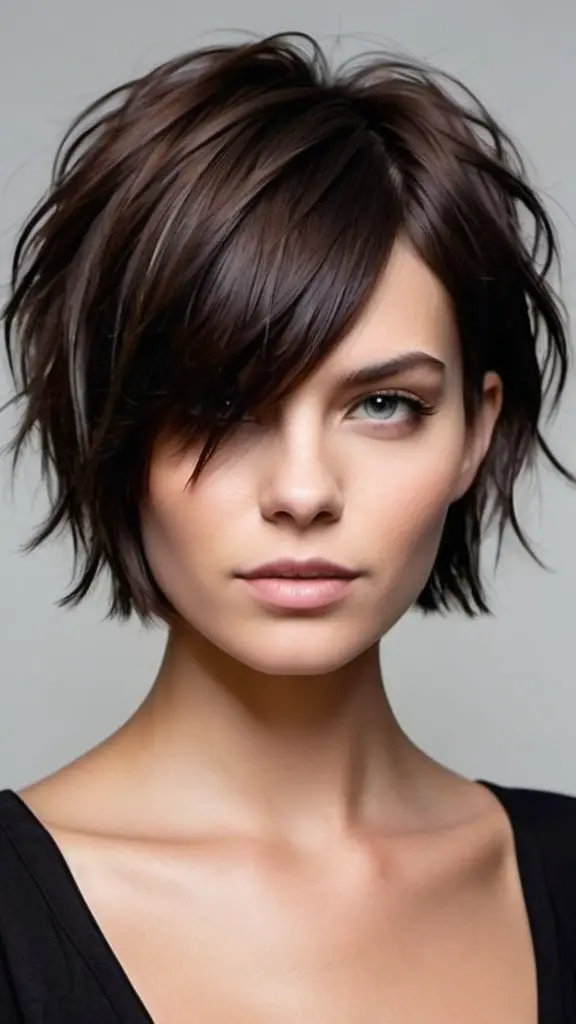 Thick Fringed Edgy Lob Short Haircuts for Thick Hair