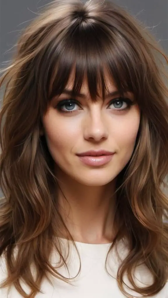 Tousled Layered Waves with Bangs Long Open Hair Hairstyles