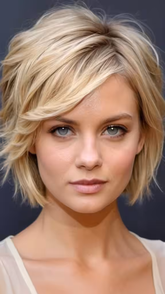 Tousled Side Lob Short Blonde Hairstyles
