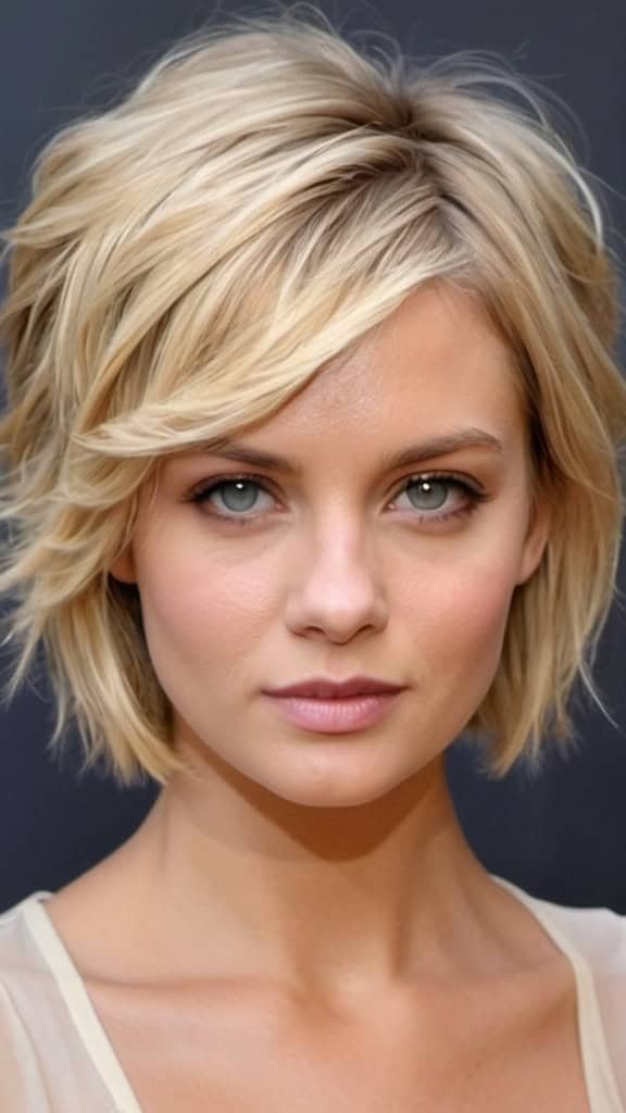 Tousled Side Lob Short Blonde Hairstyles