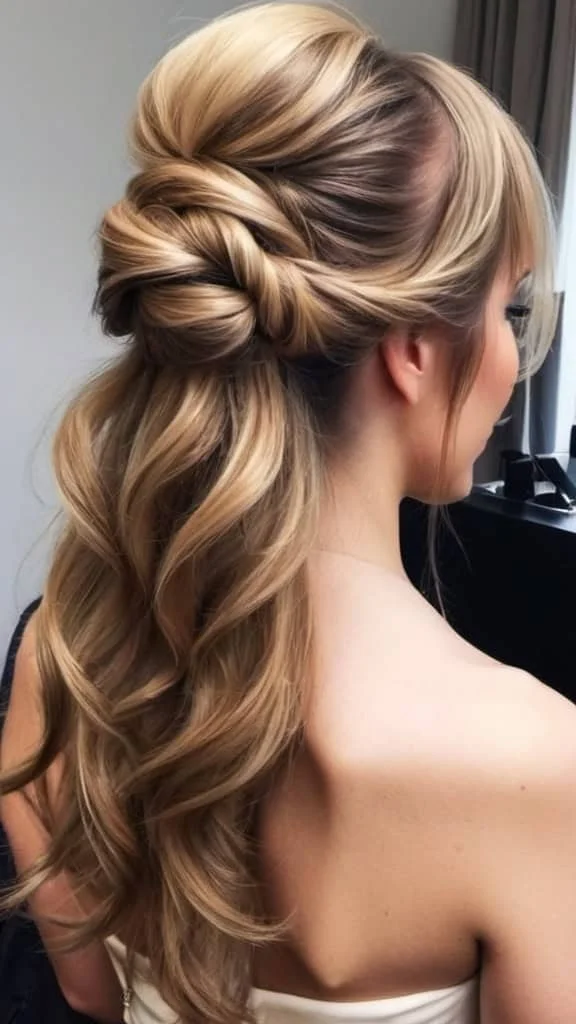 Twisted Half Updo Half Up Half Down Hairstyles for Short Hair