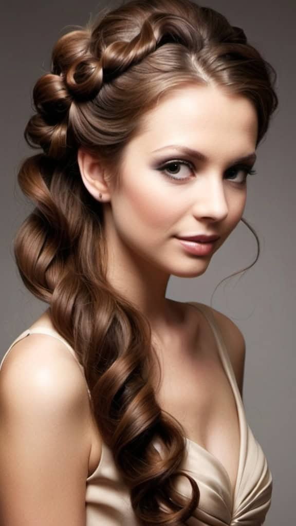 Twisted Half-Updo Long Brown Hairstyles
