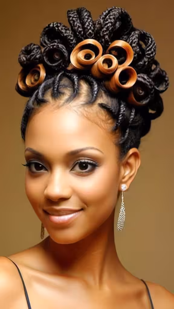 Twists and Curls Updo Hairstyles and Haircuts for Black Kids