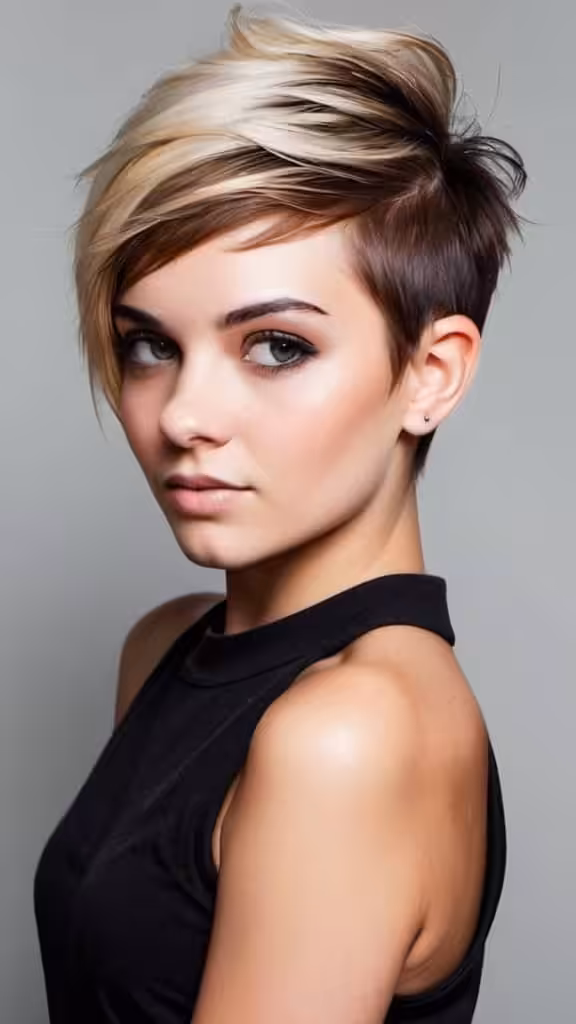 Undercut Faded Pixie with Side-Swept Bangs women undercut hairstyle