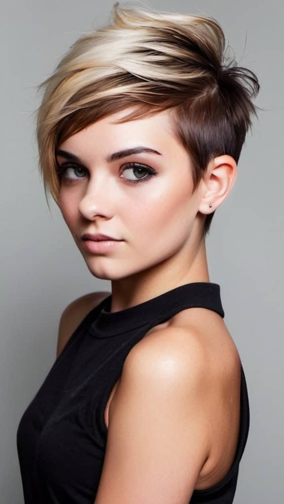 Undercut Faded Pixie with Side-Swept Bangs women undercut hairstyle