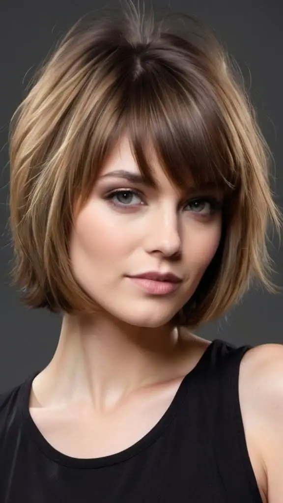 Voluminous Crop With Side-Swept Bangs Chin Length Hairstyles