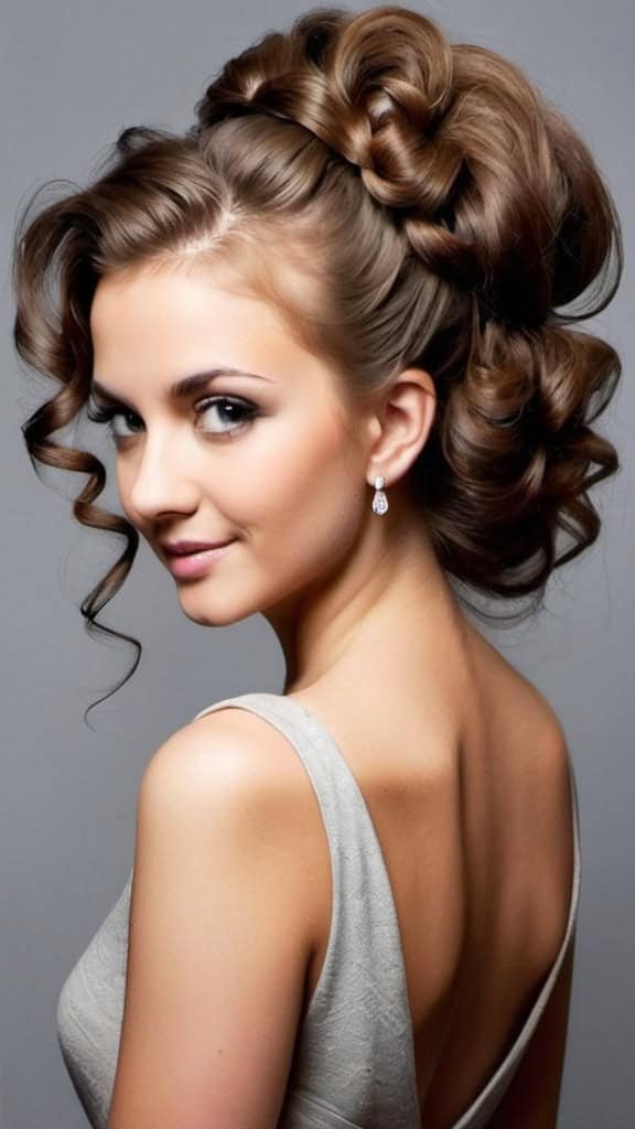 Voluminous Half Updo Curly Hairstyle for Long Hair Creative Updo Ideas for Short Hair