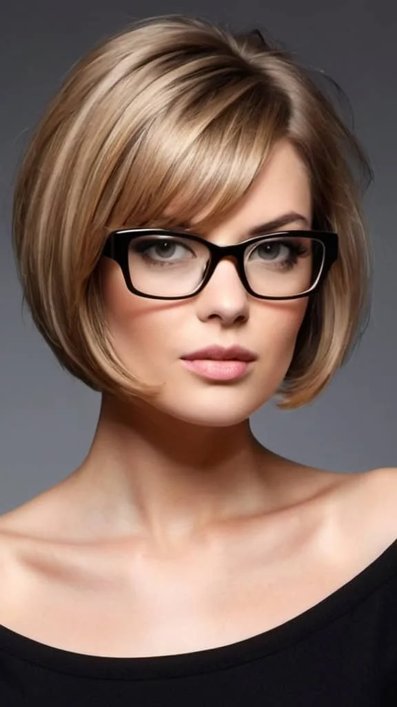 Voluminous Tapered Bob Short Hairstyles For Women With Glasses