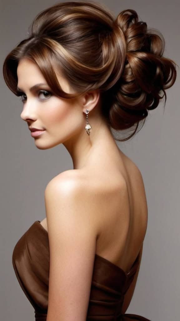 Voluminous Updo Long Brown Hairstyles