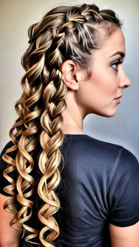 Waterfall Braids Long Curly Hairstyles