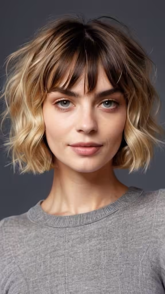 Wavy Crop Cut With Bangs Short Layered Hairstyles