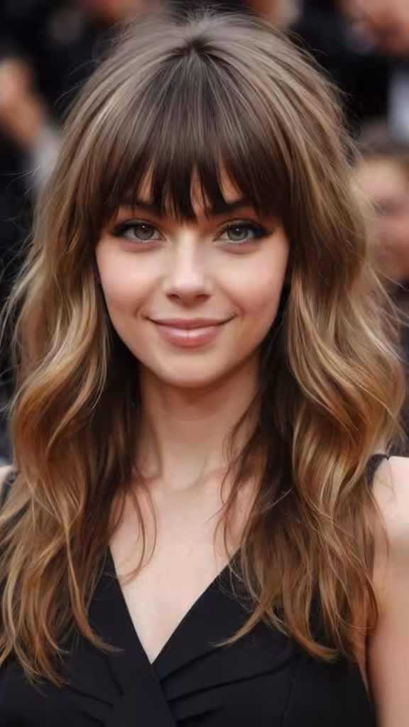 Wavy Layers with Full Bangs Long Open Hair Hairstyles