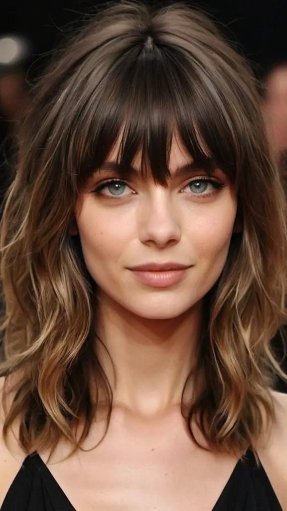 Wavy Long Layers with Fringy Bangs Long Layered Haircuts with Bangs