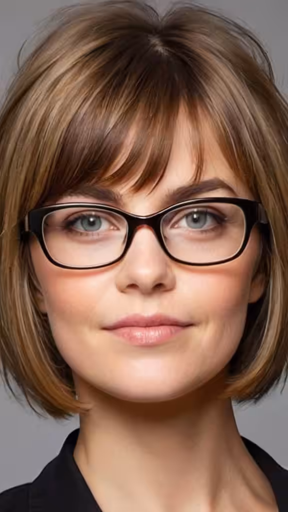 Wedge with Side-Swept Bangs Short Hairstyles For Women With Glasses